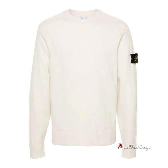 White Wool Men Sweater