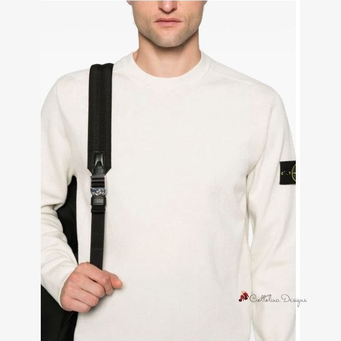 White Wool Men Sweater