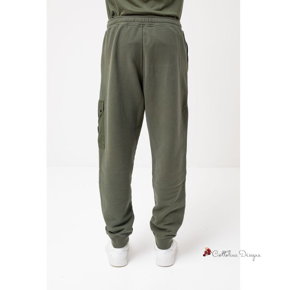 Green Cotton Men Tracksuit Trouser