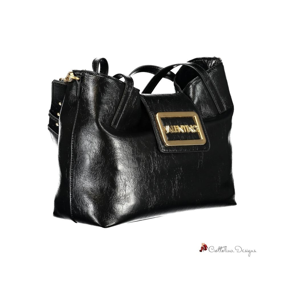 Black Polyethylene Women Handbag