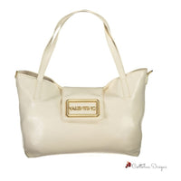 Beige Polyethylene Women Handbag