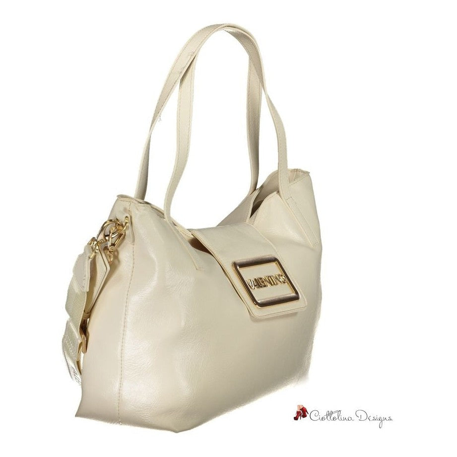 Beige Polyethylene Women Handbag