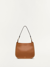 Brown Grainy Calf Hobo Rockstudt Bag