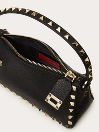 Black Garnet Calfskin Small Rockstud Shoulder Bag